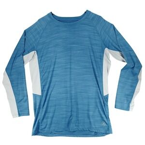 Hang Ten UPF 50+ Pullover‎ Board Shirt L Men Blue White Vented Performance Swim